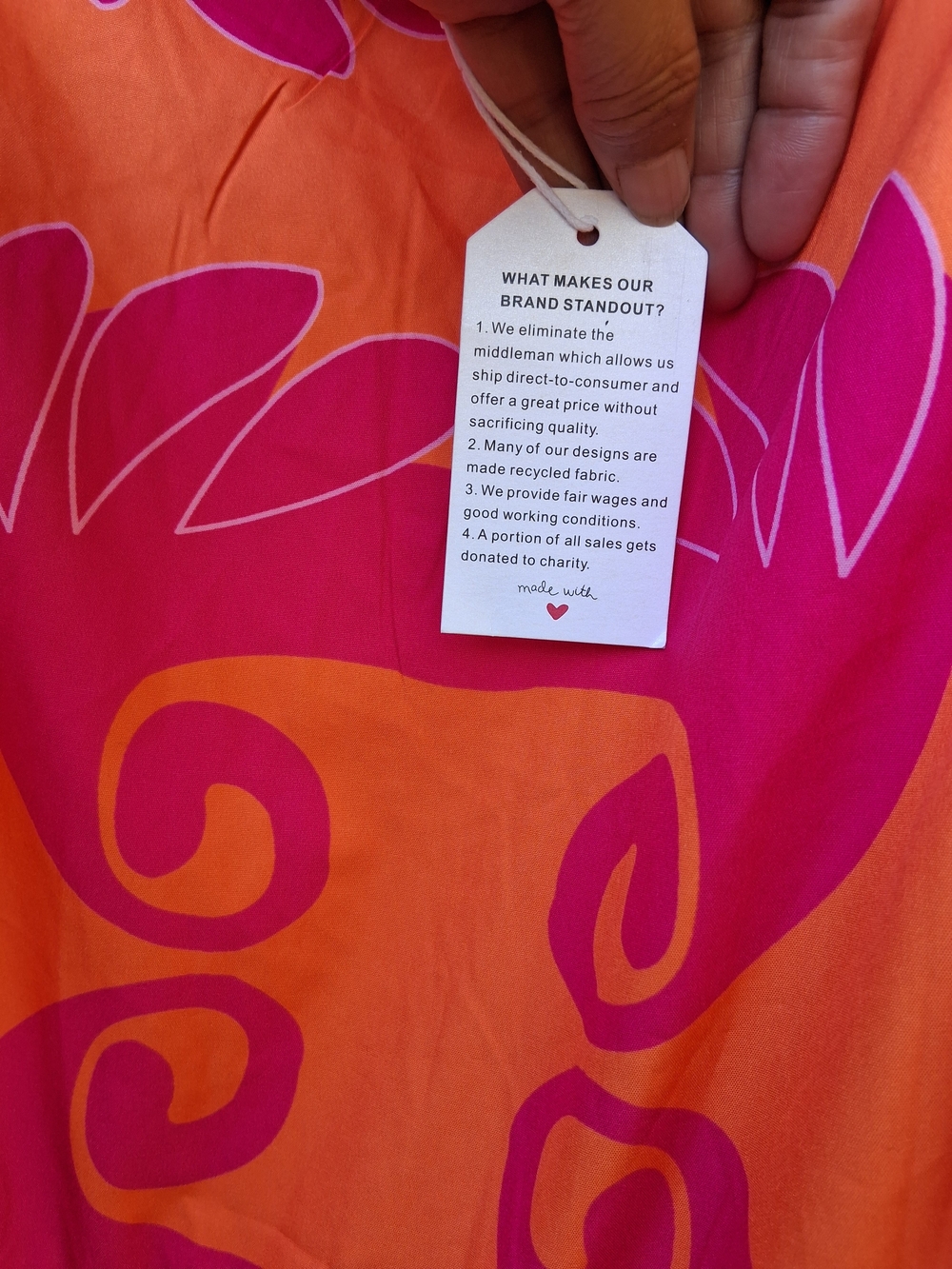 Sleeveless Orange and Pink Button-Front Midi Dress - Picture 7 of 7